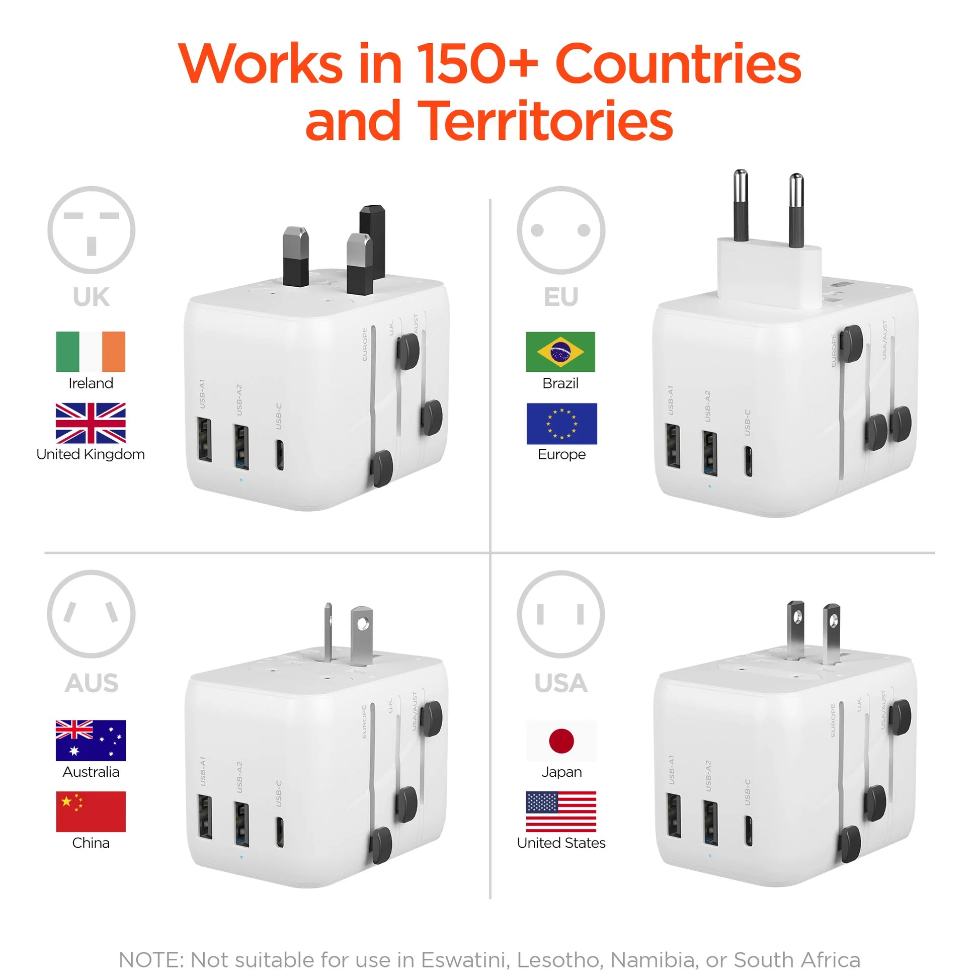 Hypergear Worldcharge Universal Travel Adapter with USB-C