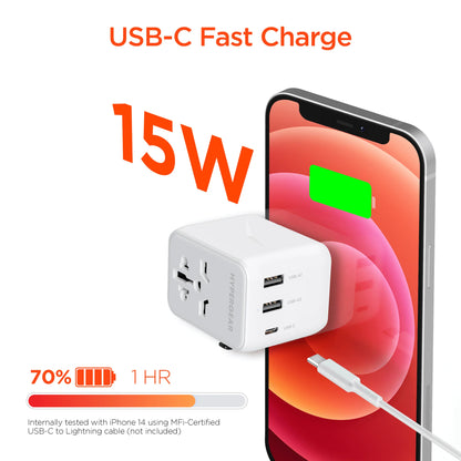 Hypergear Worldcharge Universal Travel Adapter with USB-C