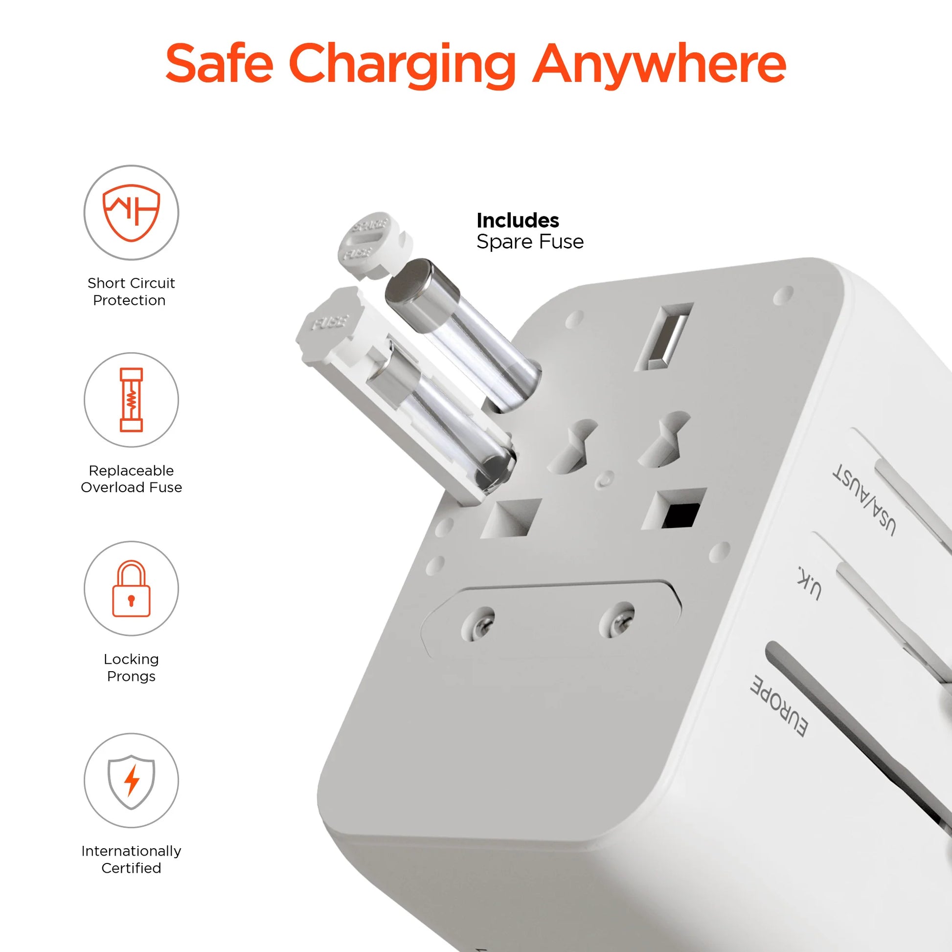 Hypergear Worldcharge Universal Travel Adapter with USB-C