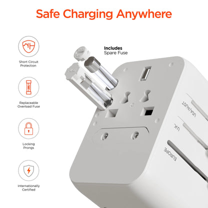 Hypergear Worldcharge Universal Travel Adapter with USB-C