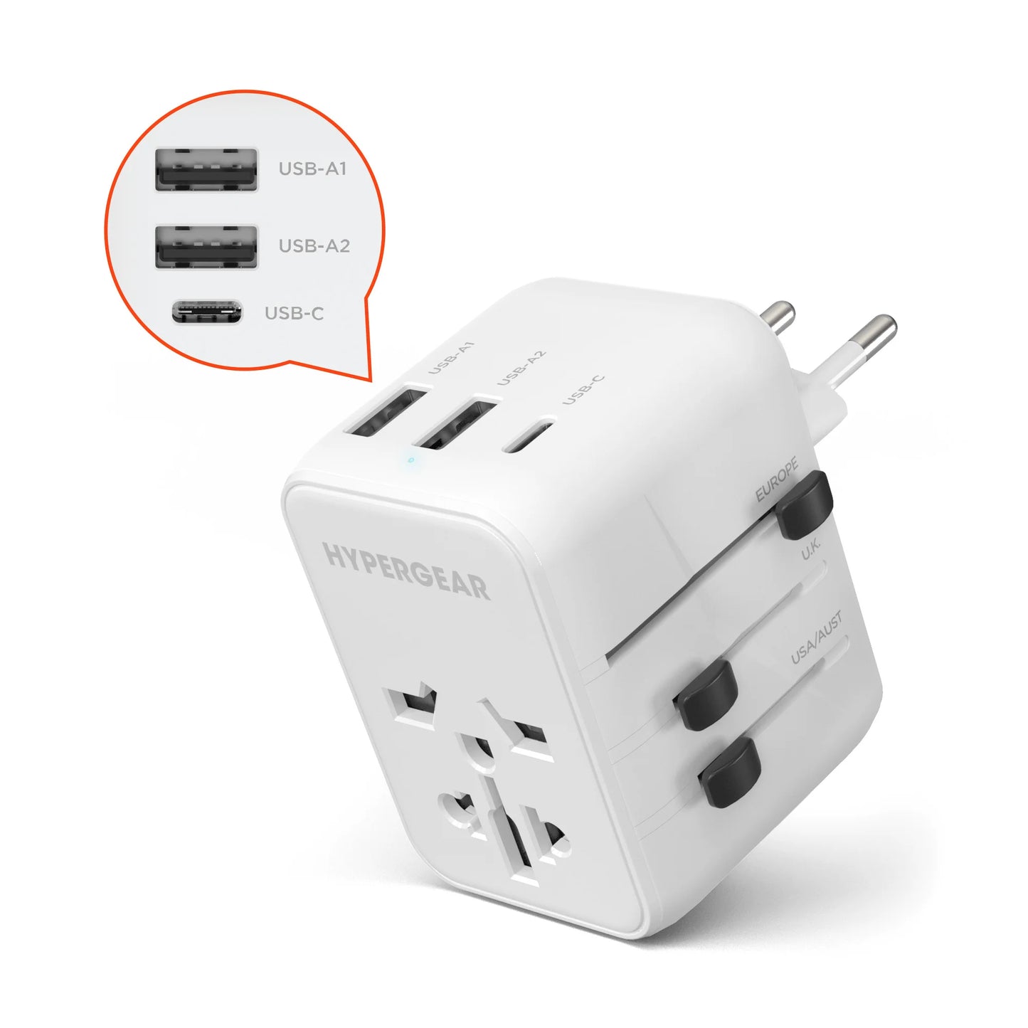 Hypergear Worldcharge Universal Travel Adapter with USB-C