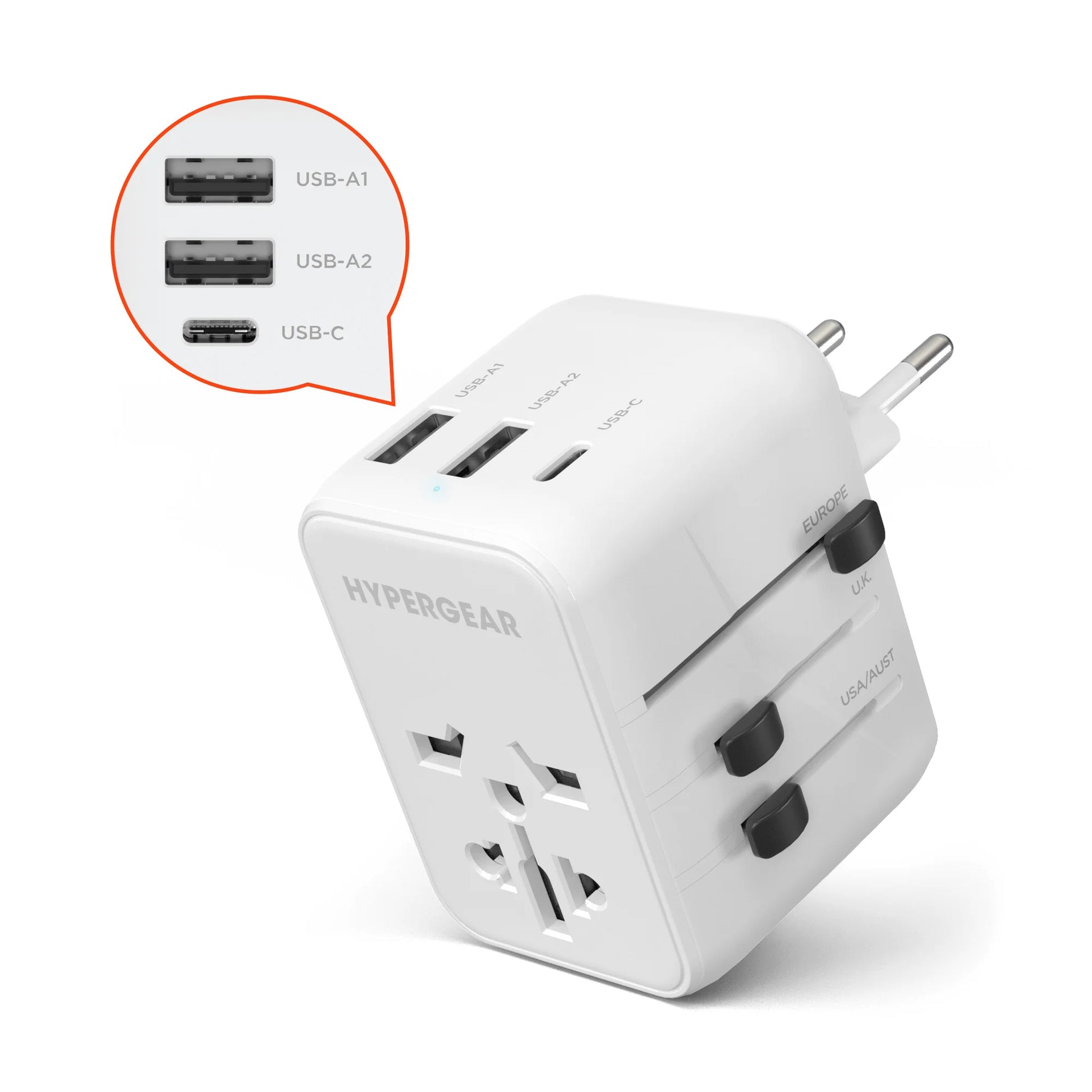 Hypergear Worldcharge Universal Travel Adapter with USB-C