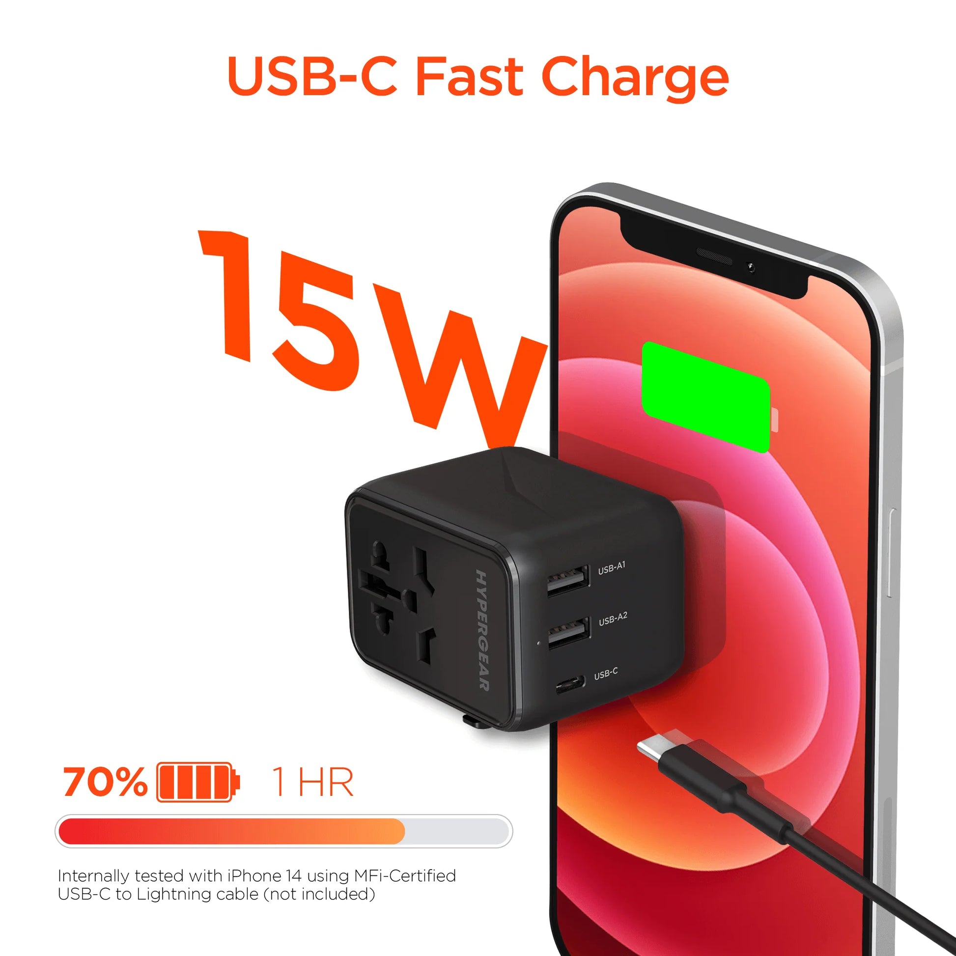 Hypergear Worldcharge Universal Travel Adapter with USB-C